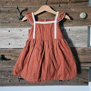 NWT Janie and Jack Dress in Brown & Gold Size 12-18 Months